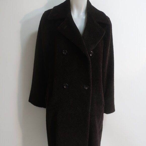 Womens Max Mara Dark Chocolate Brown Alpaca Wool Double Breasted Coat 4 - Picture 4 of 16